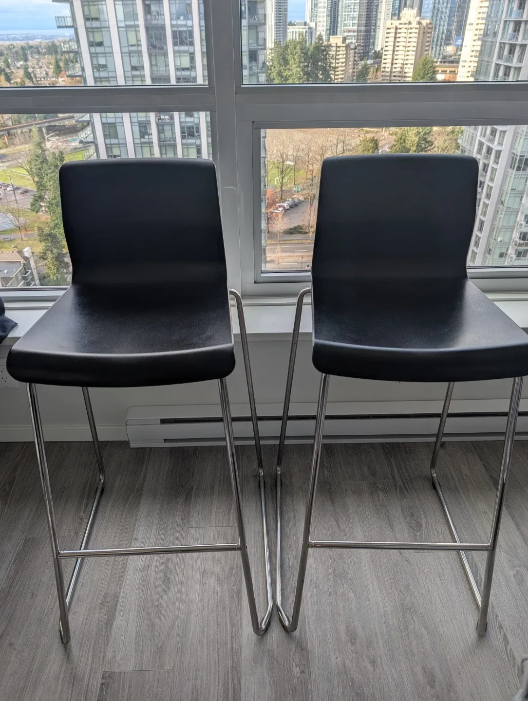 Pair of Black Bar Stools - 30" Height