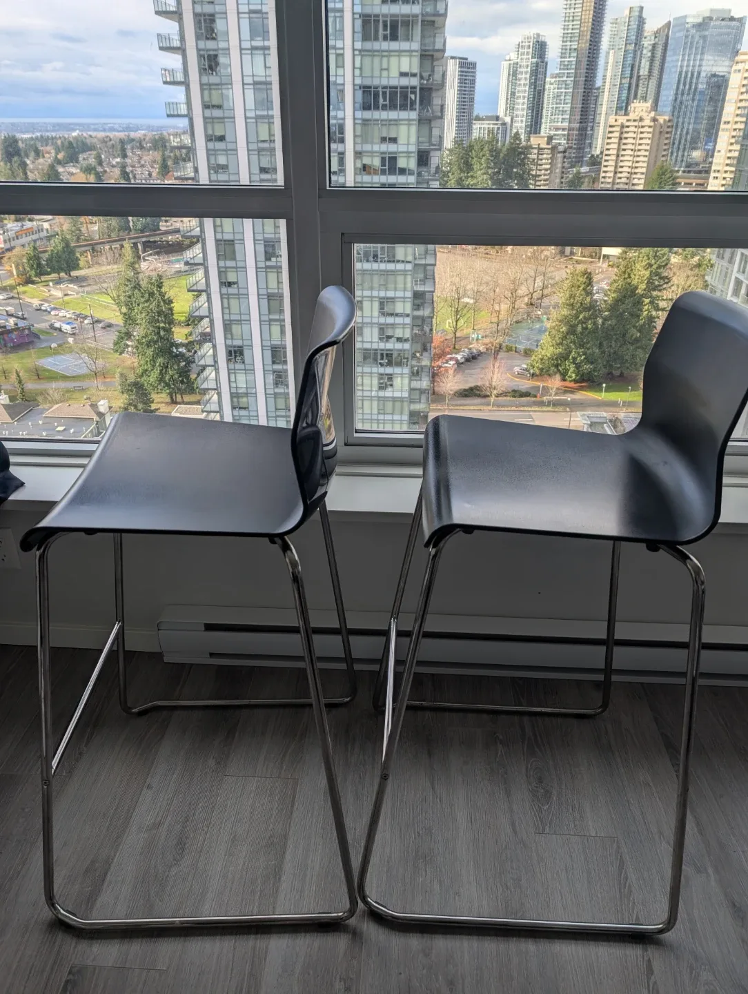 Pair of Black Bar Stools - 30" Height image indicator(2)