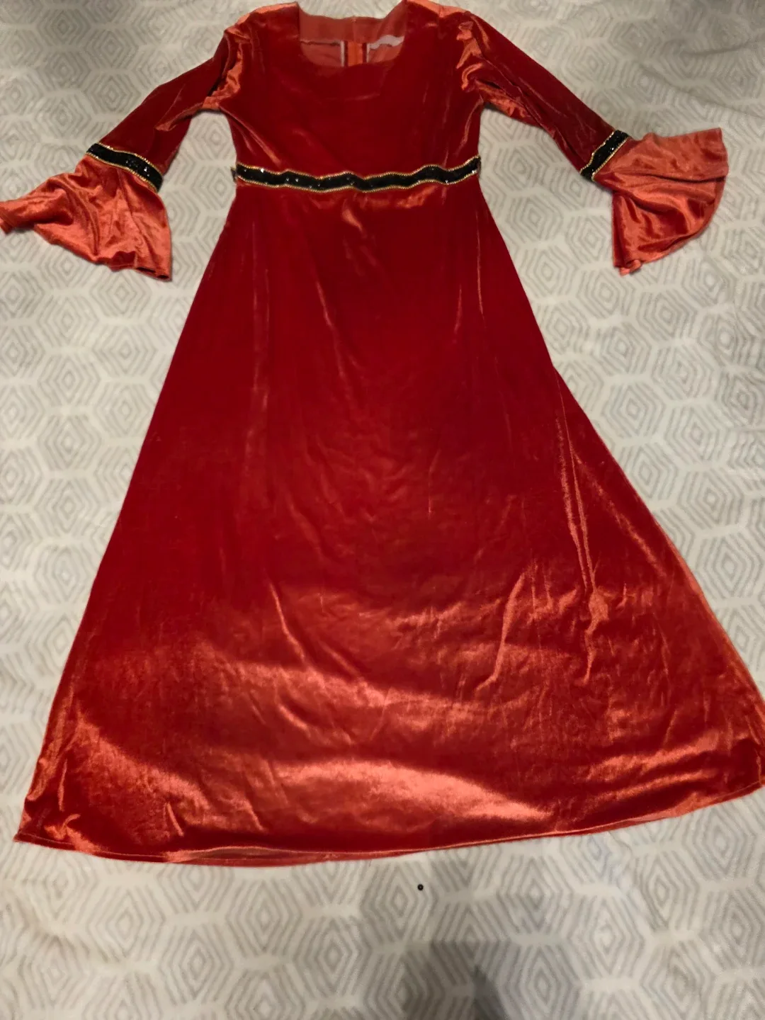 Orange Velvet Dress, Size M