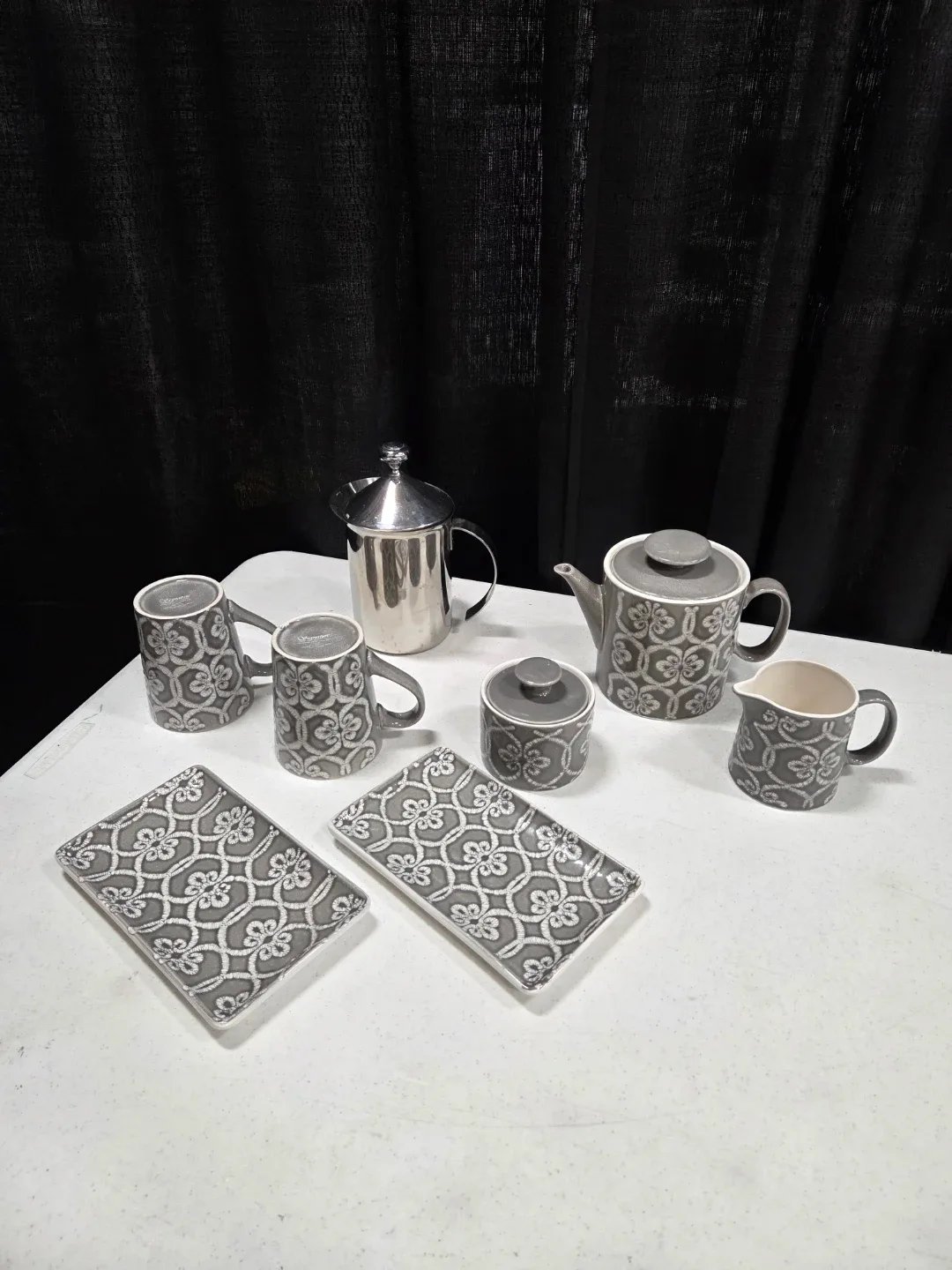 Vintage Gray Ceramic Tea Set
