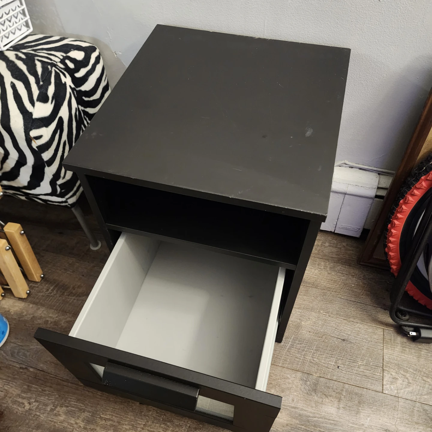 Black Nightstand with Drawer - photo 2
