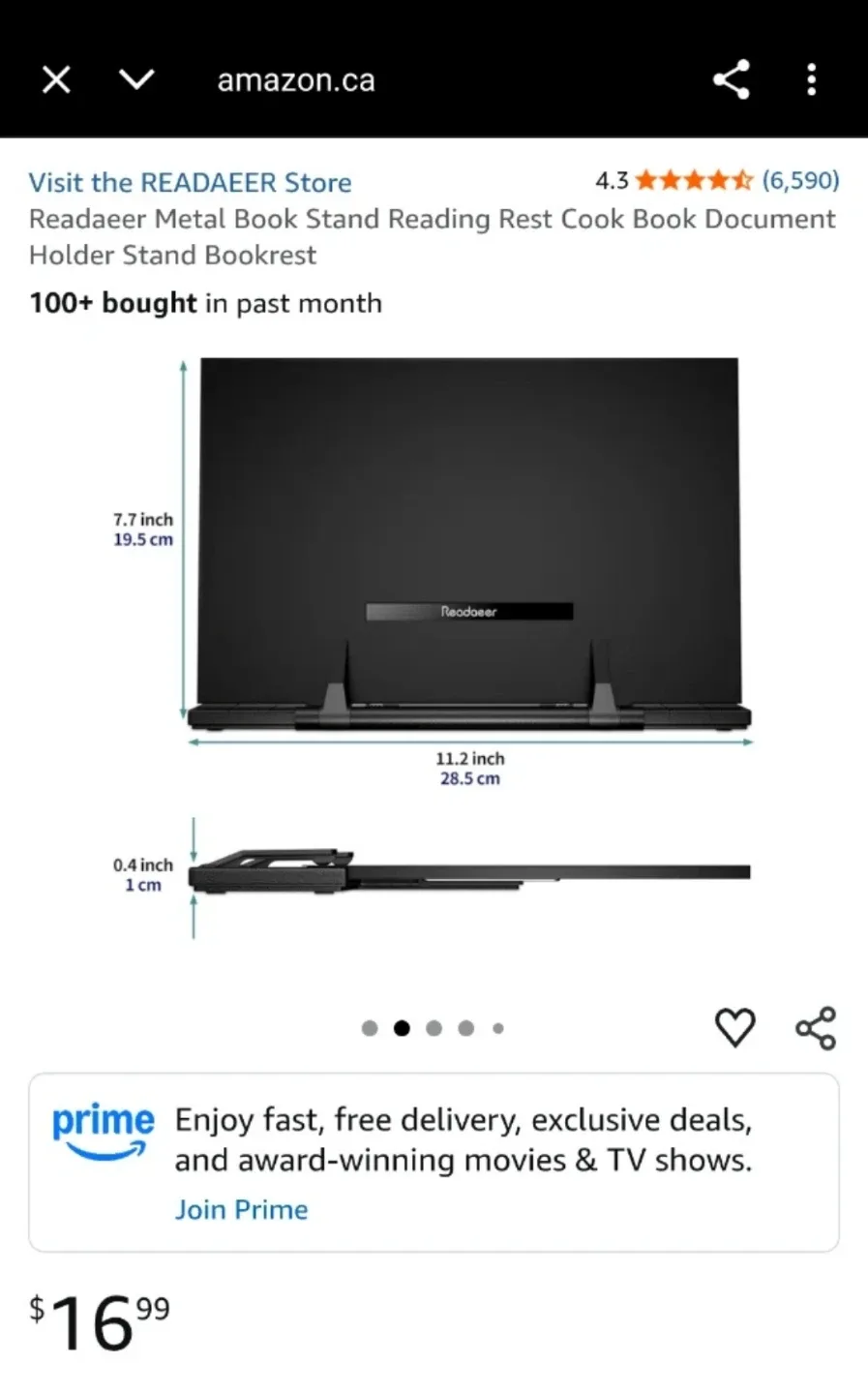 Readaeer Metal Book Stand - Black #Cleanout image indicator(2)