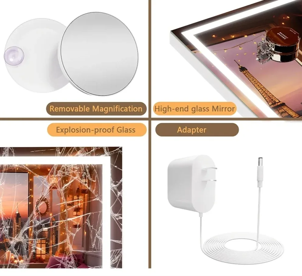 LED Vanity Mirror with 10X Magnification image indicator(6)
