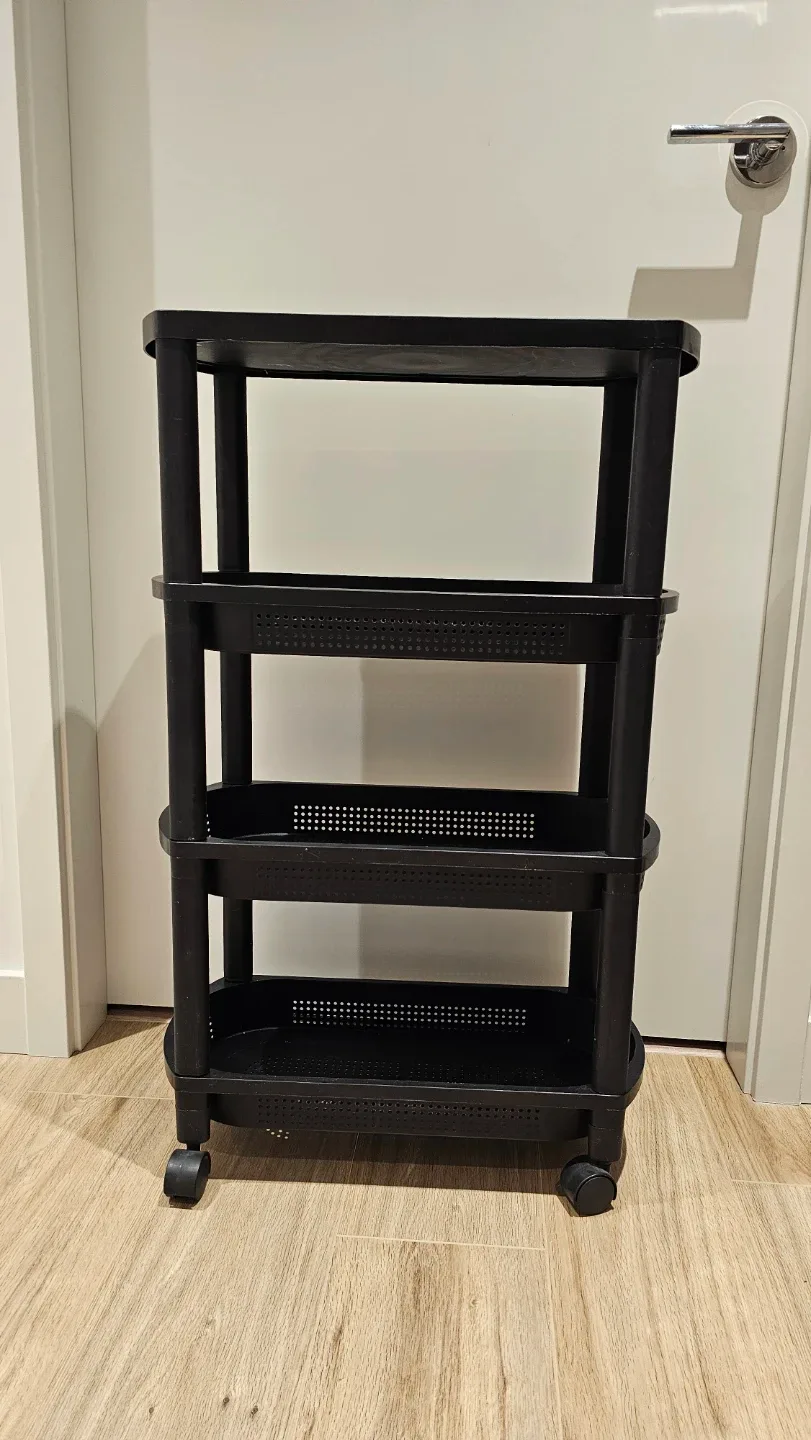 Black 4-Tier Rolling Cart