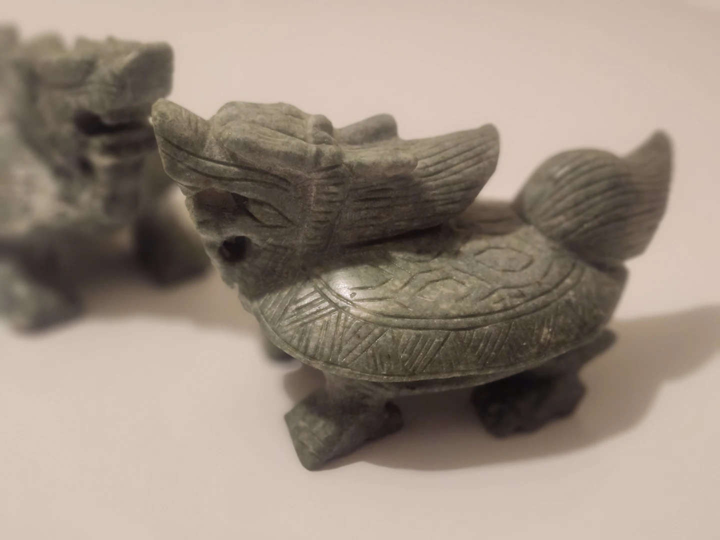 Pair of Stone Turtle Dragon Statues - photo 3