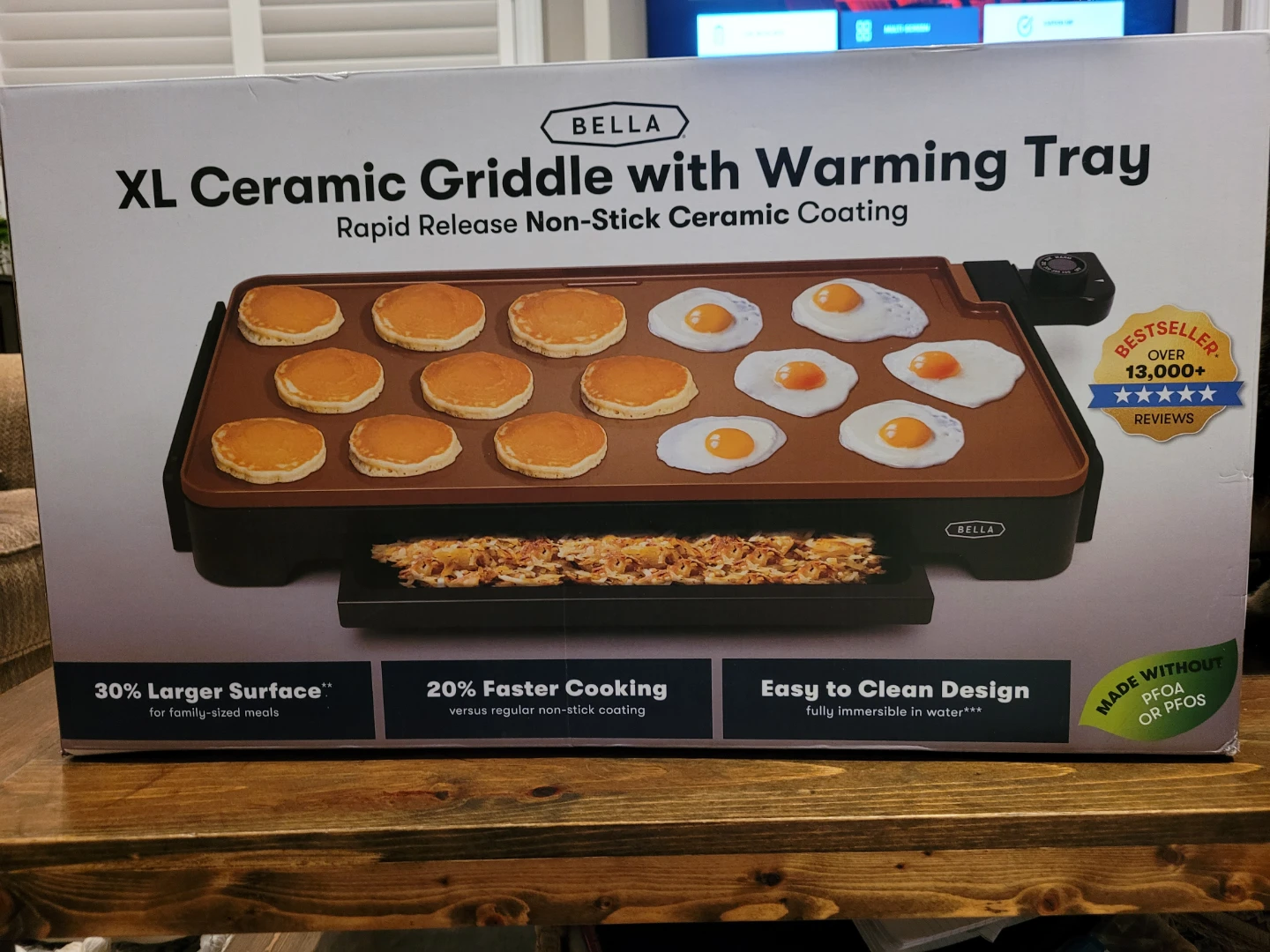Bella XL Ceramic Griddle with Warming Tray - New in Box!