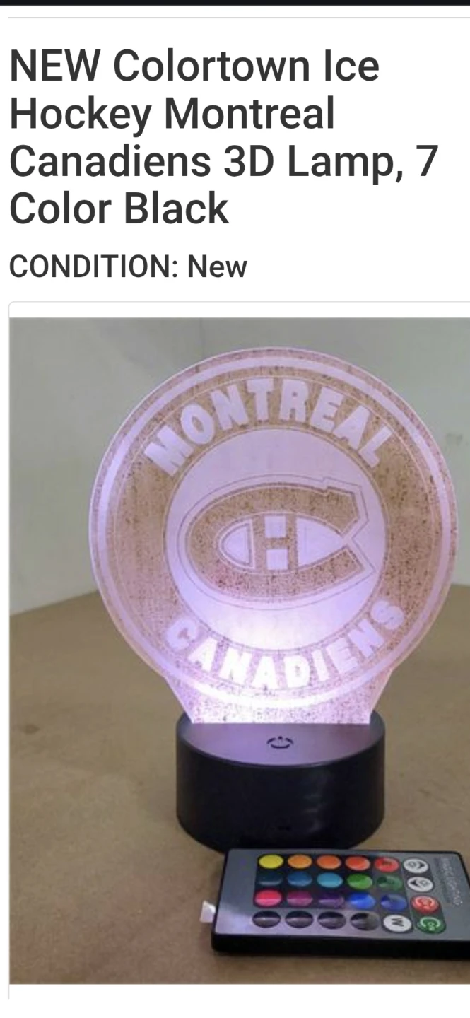 New Colortown Montreal Canadiens 3D Lamp - 7 Color Black