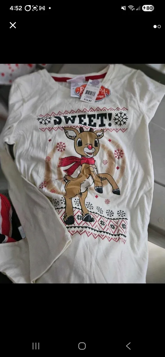 Rudolph Reindeer Girls L (10-12) T-Shirt