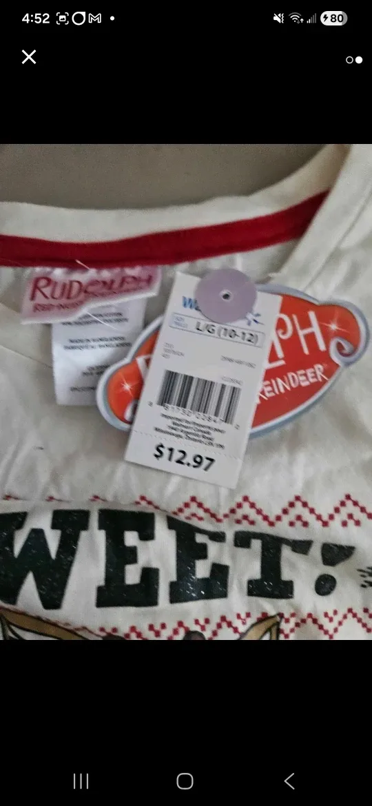 Rudolph Reindeer Girls L (10-12) T-Shirt image indicator(2)