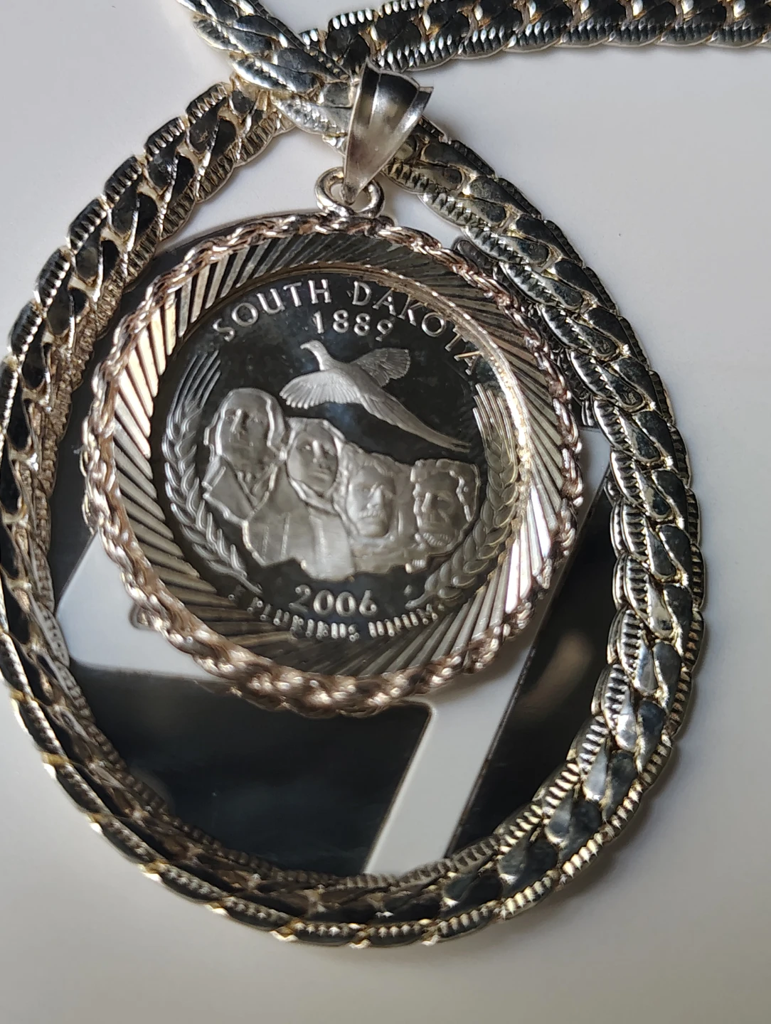 Coin Pendant Necklace - South Dakota Quarter
