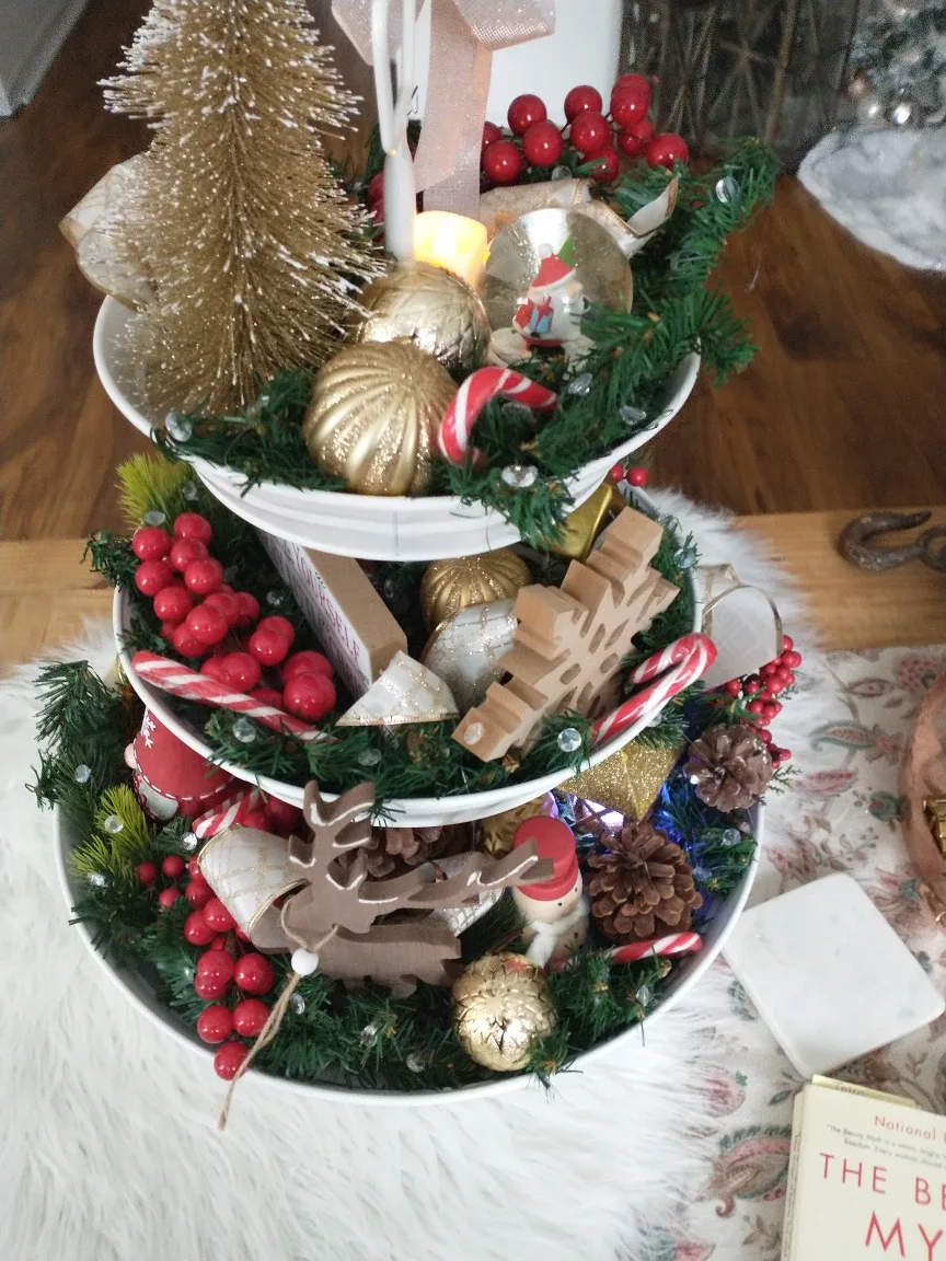 Christmas Themed Tiered Tray Decoration