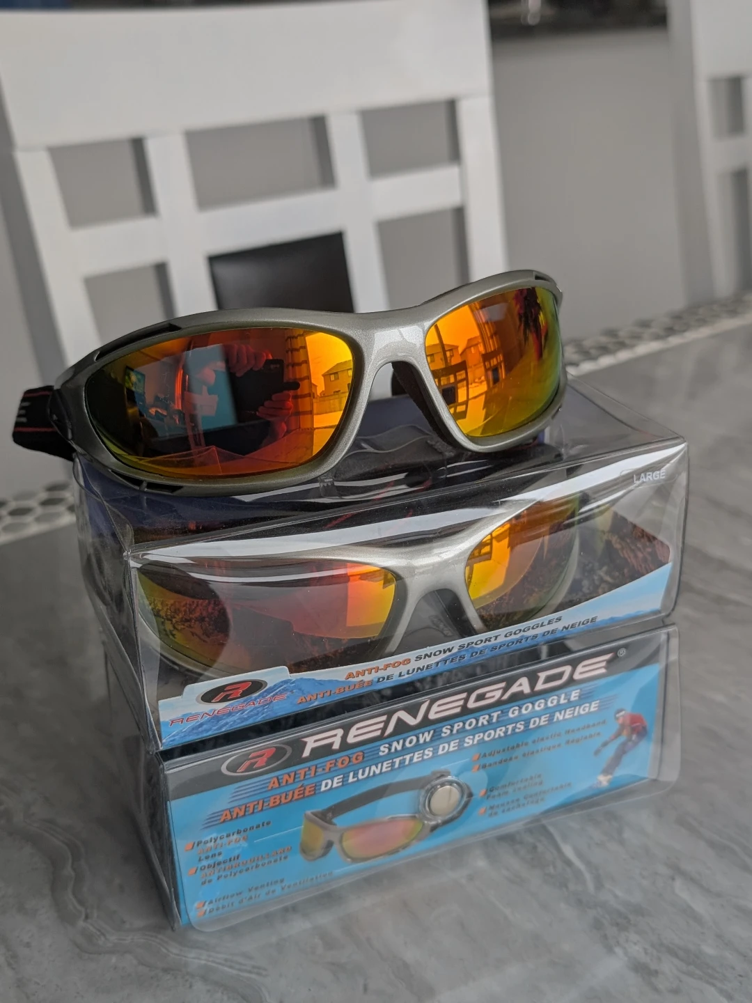 2 Pairs - Renegade Anti-Fog Snow Sport Goggles - Large