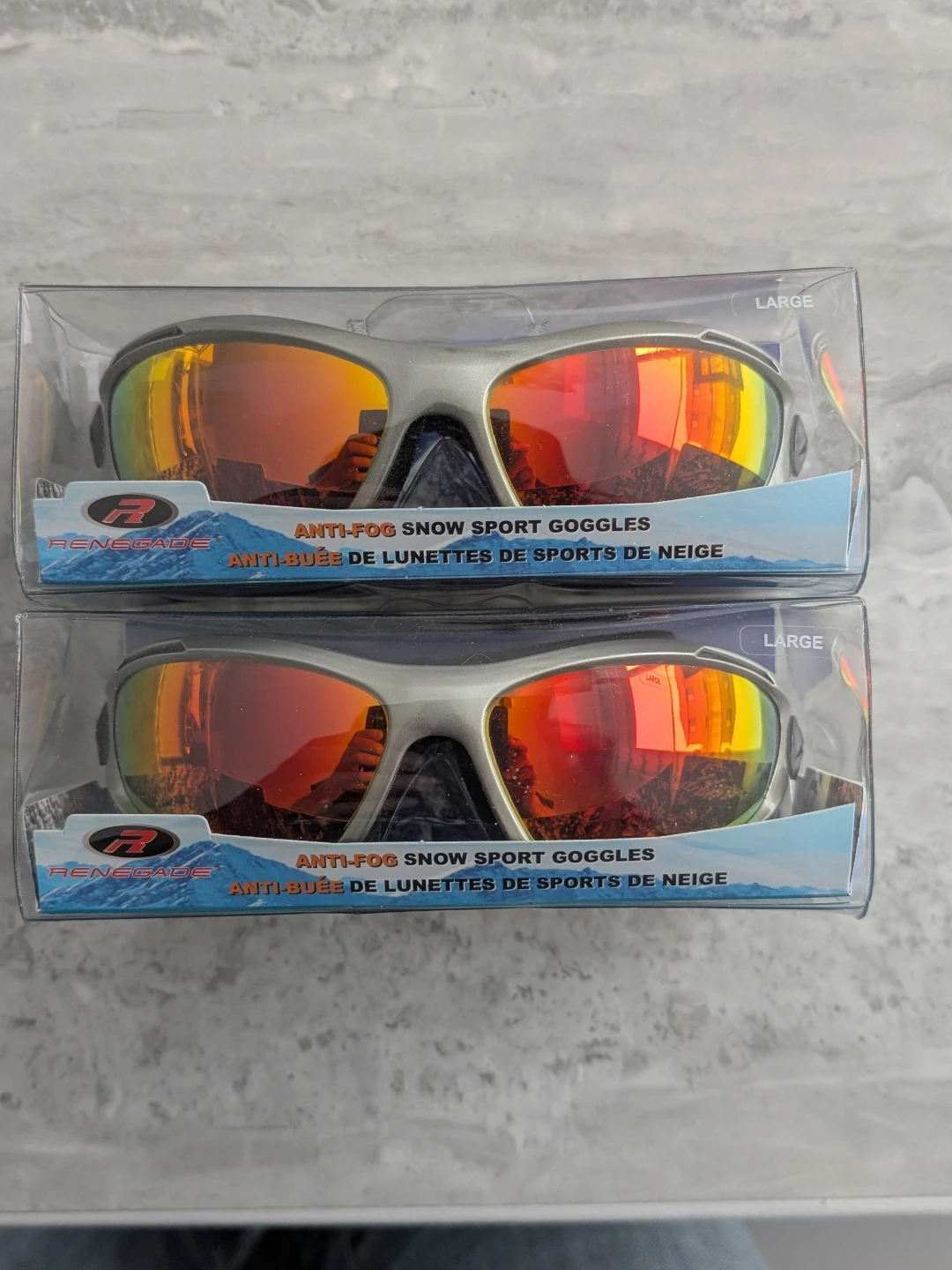 2 Pairs - Renegade Anti-Fog Snow Sport Goggles - Large - photo 2