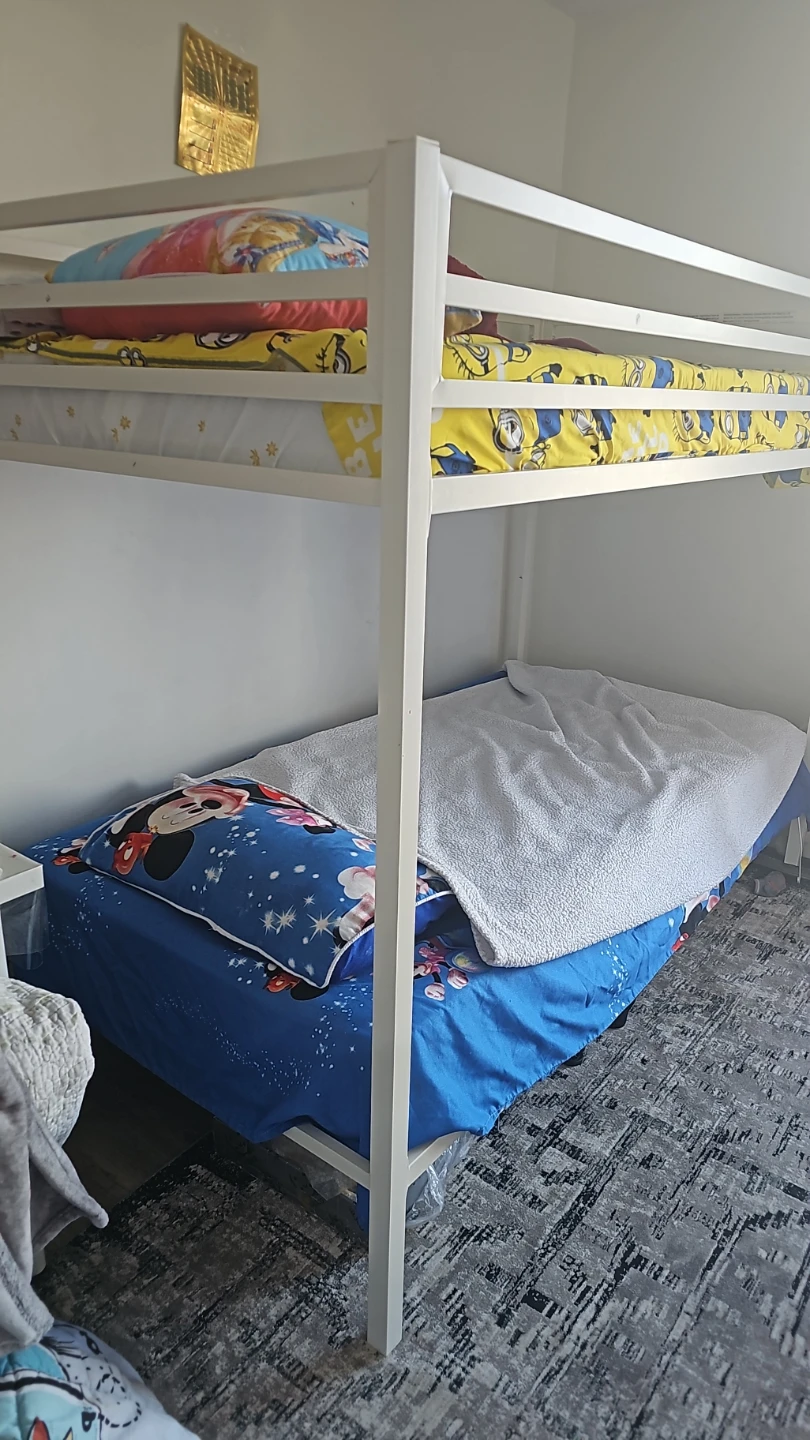 White Metal Bunk Bed Frame - photo 2