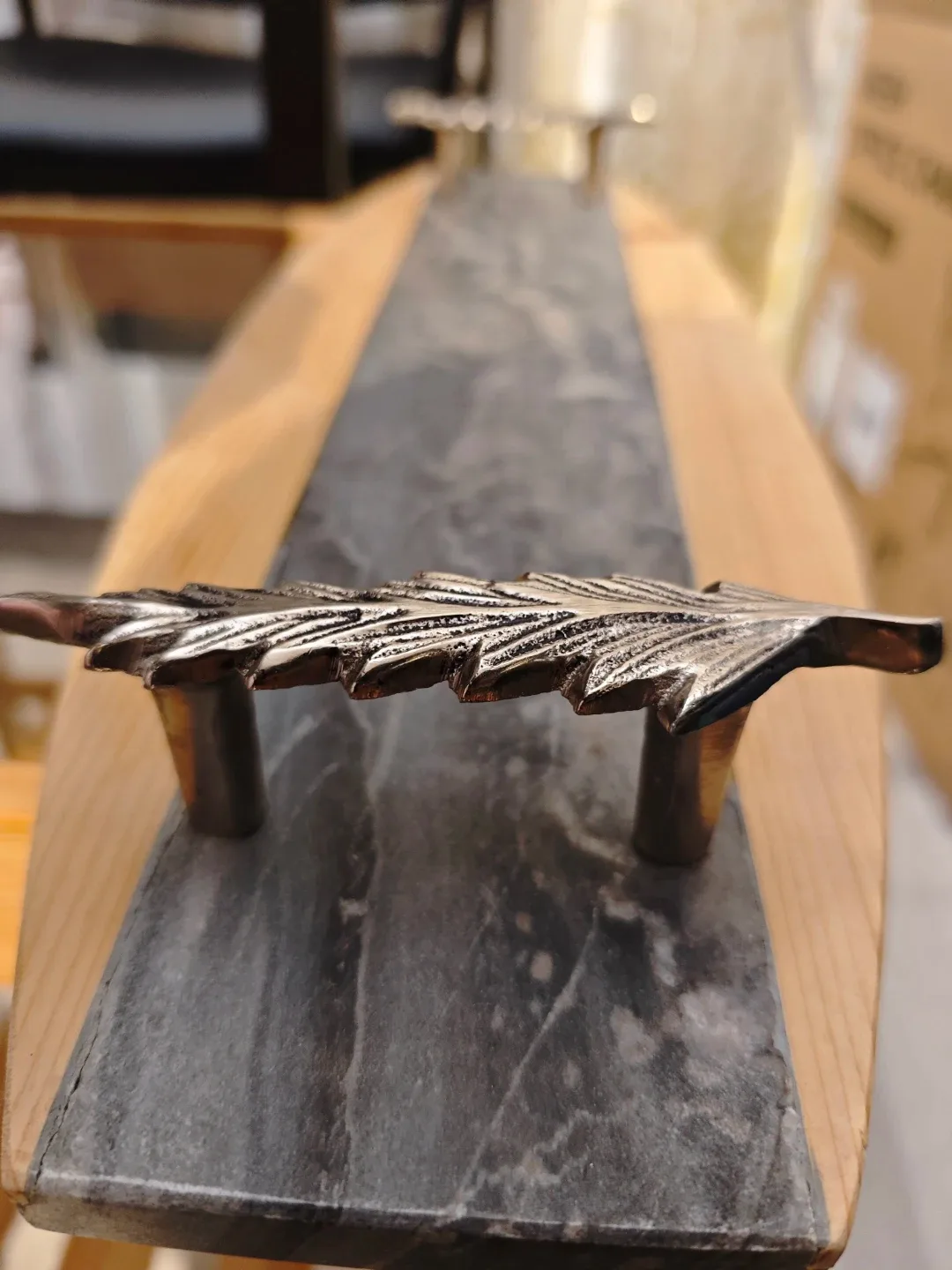 Wooden & Marble Serving Tray with Handles image indicator(2)