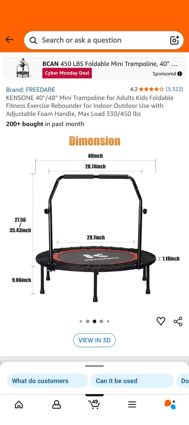 FREEDARE 40"Mini Foldable Trampoline image indicator(2)