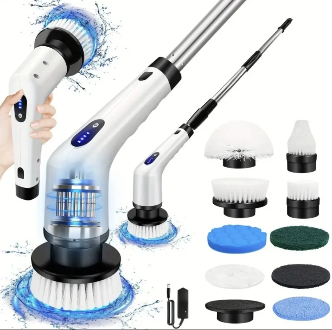 Electric Spin Scrubber with Extension Handle