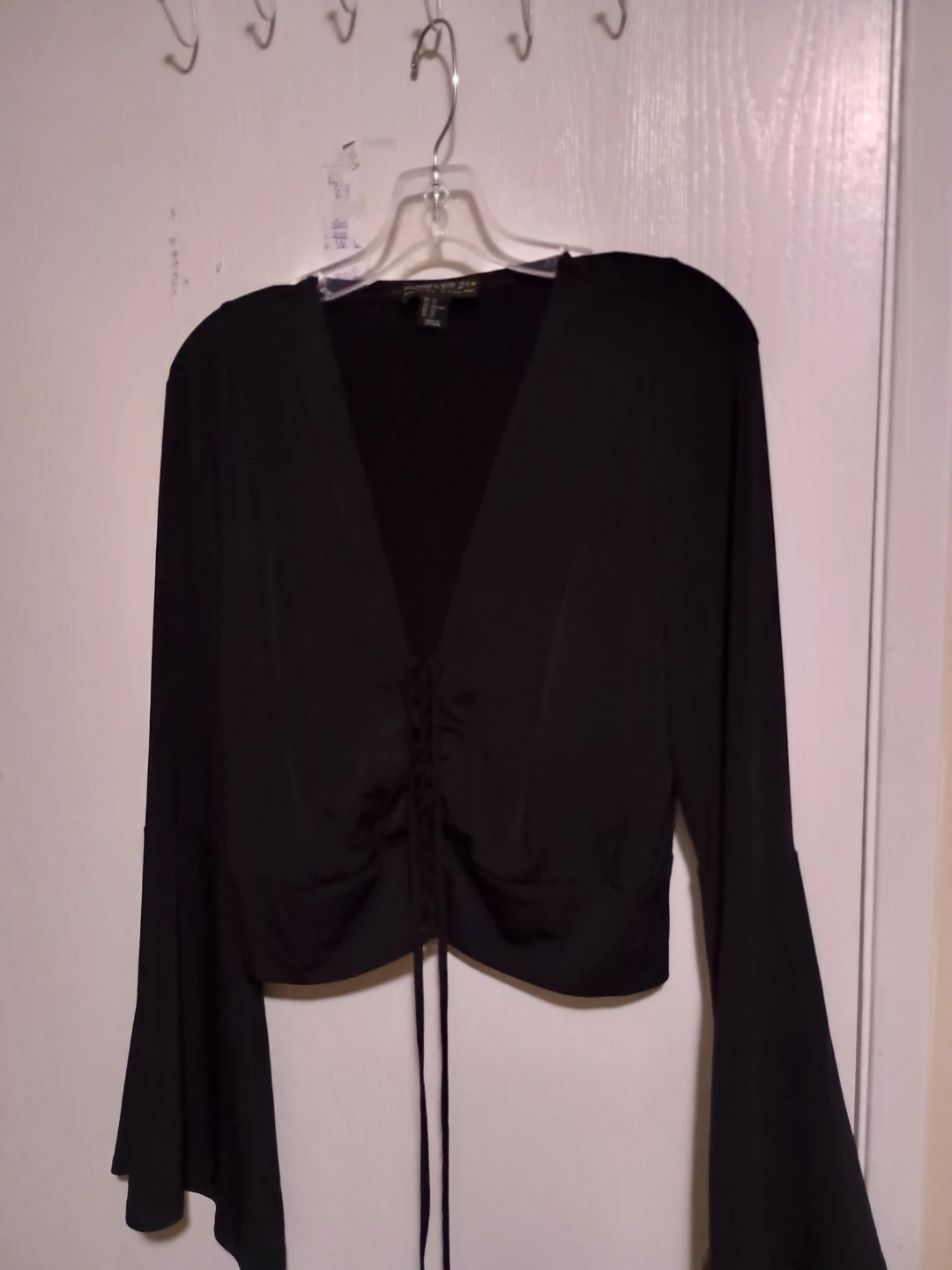 Forever 21 Black Long Sleeve Crop Top - Size S - photo 2