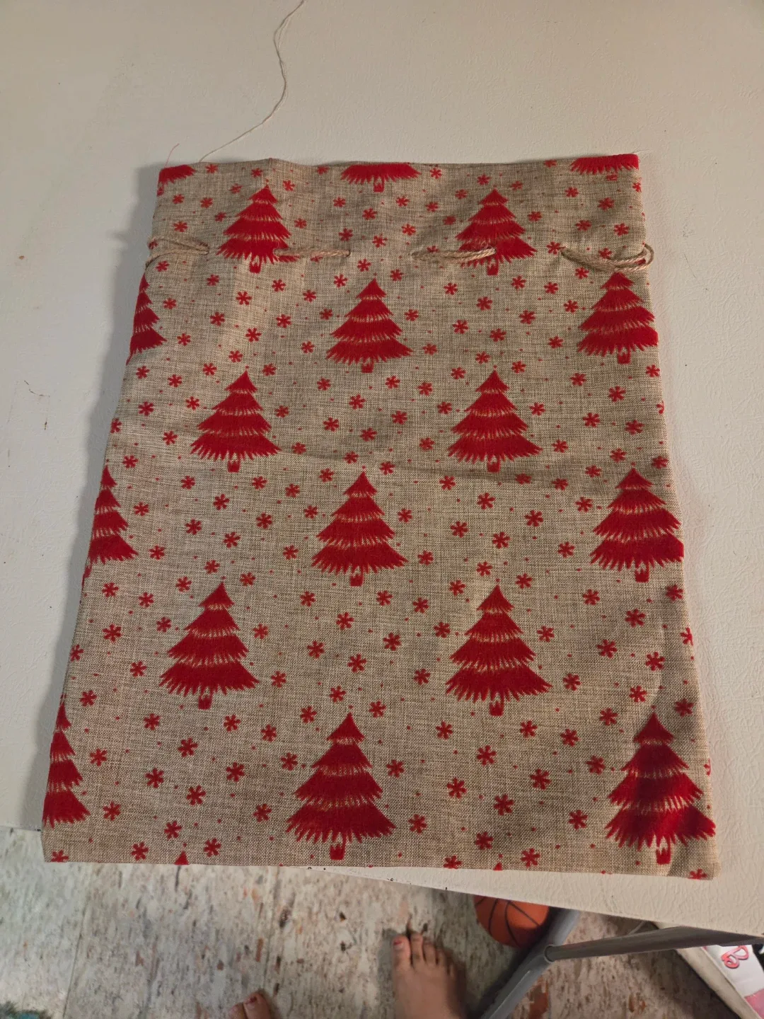 Christmas Tree Print Drawstring Bag