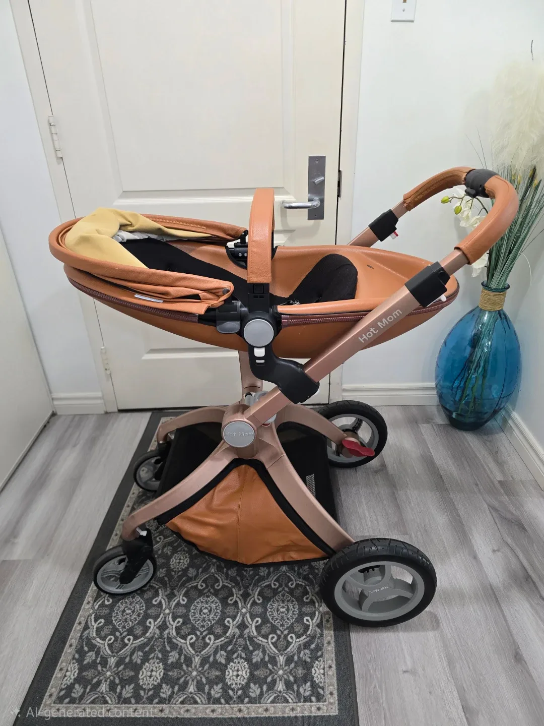Hot Mom Baby Stroller - Brown Leather