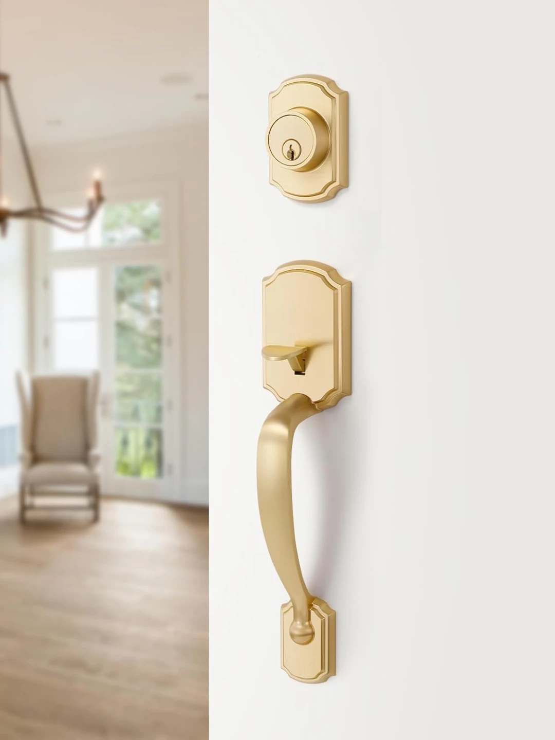 Gold Front Door Handle and Deadbolt Set BNIB - photo 5