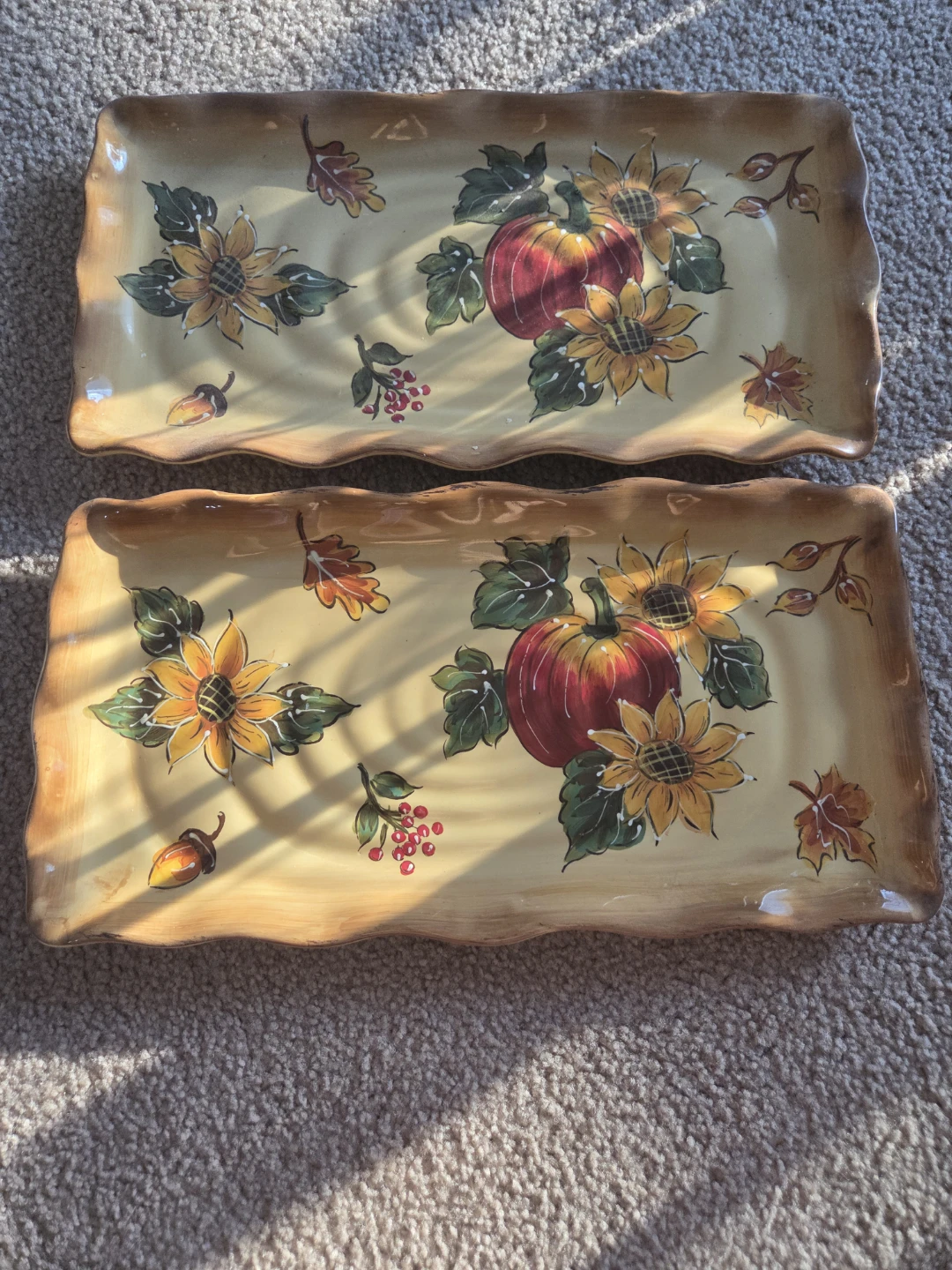 Pumpkin Harvest Rectangular Serving Platters - Set of 2