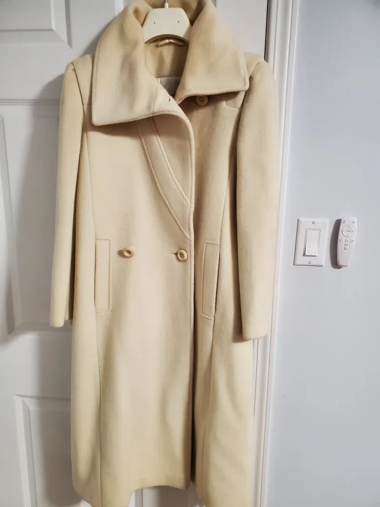 Cream-coloured Wool Blend Coat
