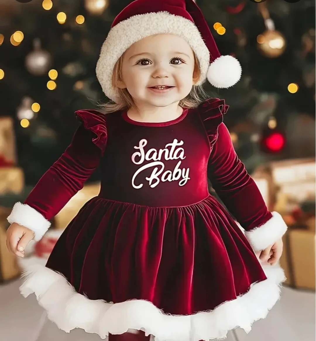 Santa Baby Red Velvet Dress & Hat - photo 2