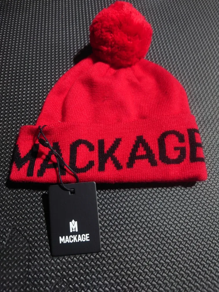 Mackage Red Pom Pom Toque - New with Tags!