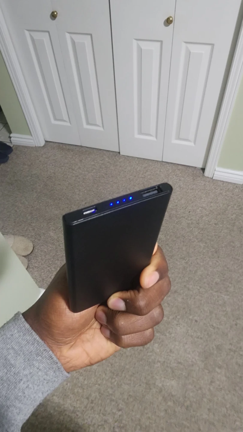 Black Power Bank with USB Cables
