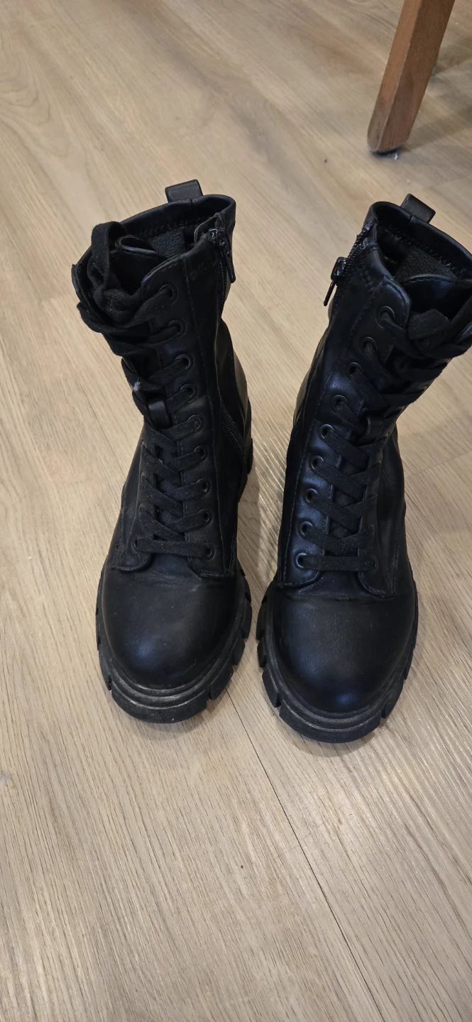 Black Lace-Up Boots - Size 5 - photo 2