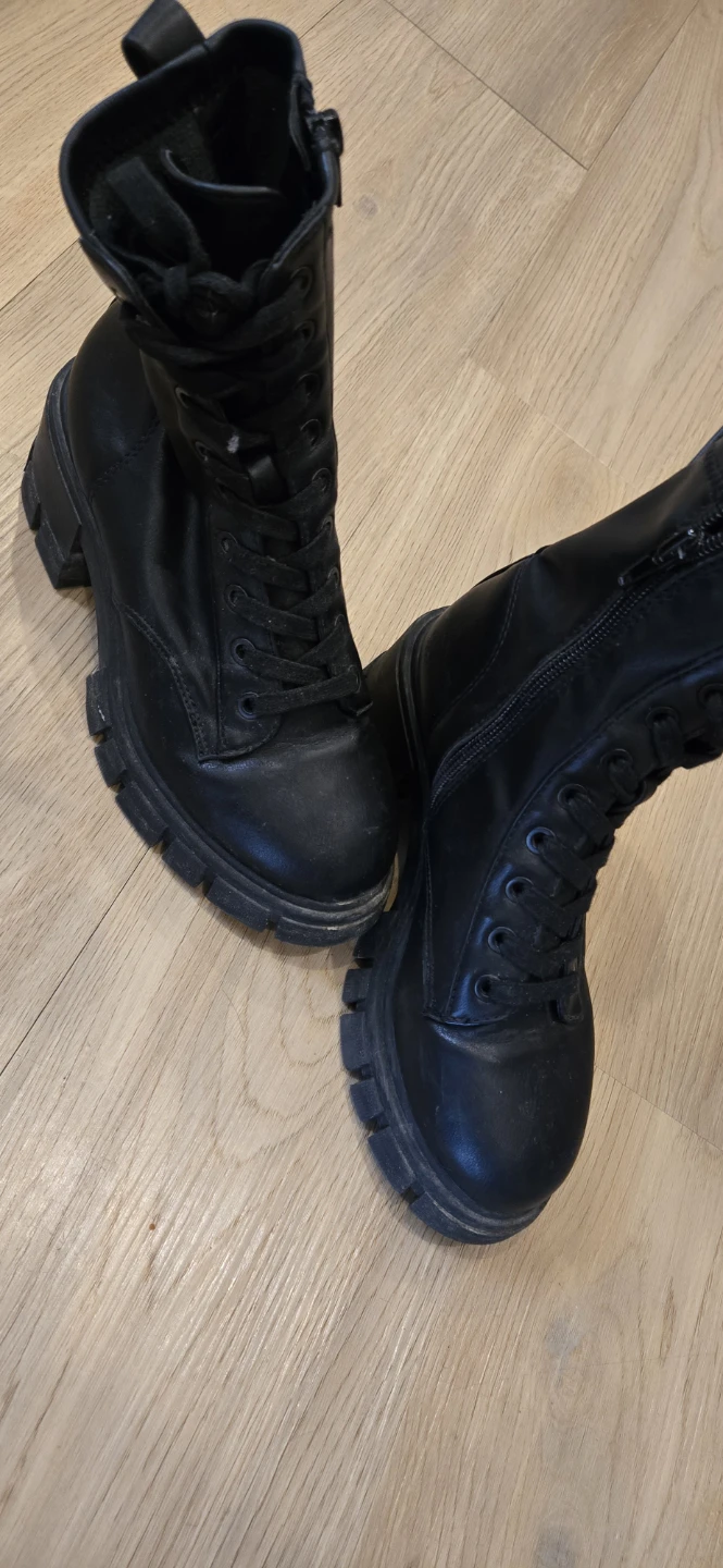 Black Lace-Up Boots - Size 5 - photo 3