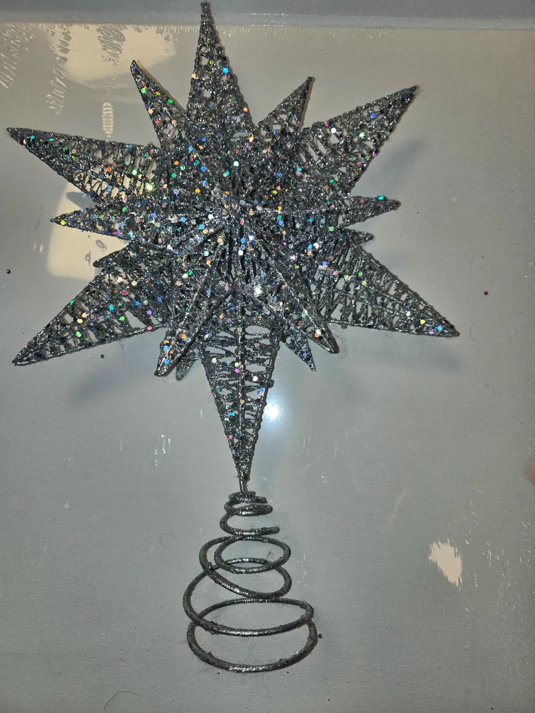 Silver Glitter Star Christmas Tree Topper image indicator(3)