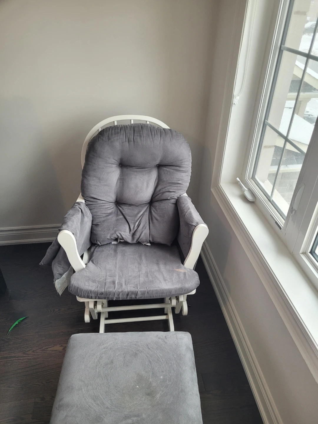 Grey Glider Rocking Chair with Ottoman