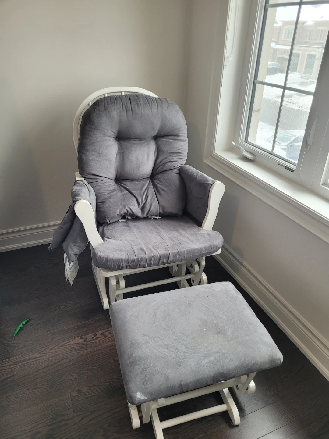 Grey Glider Rocking Chair with Ottoman - photo 2