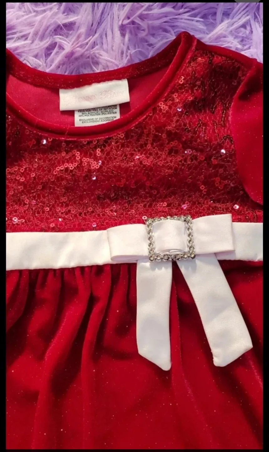 Bonnie Baby Red  Christmas Dress - Size 24M #Cleanout image indicator(5)