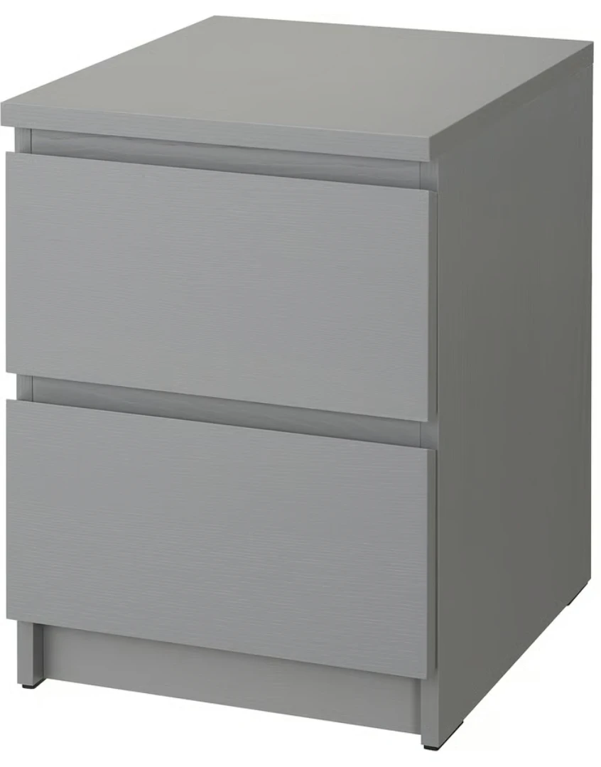 IKEA MALM Grey Bed Frame & Nightstand - photo 2