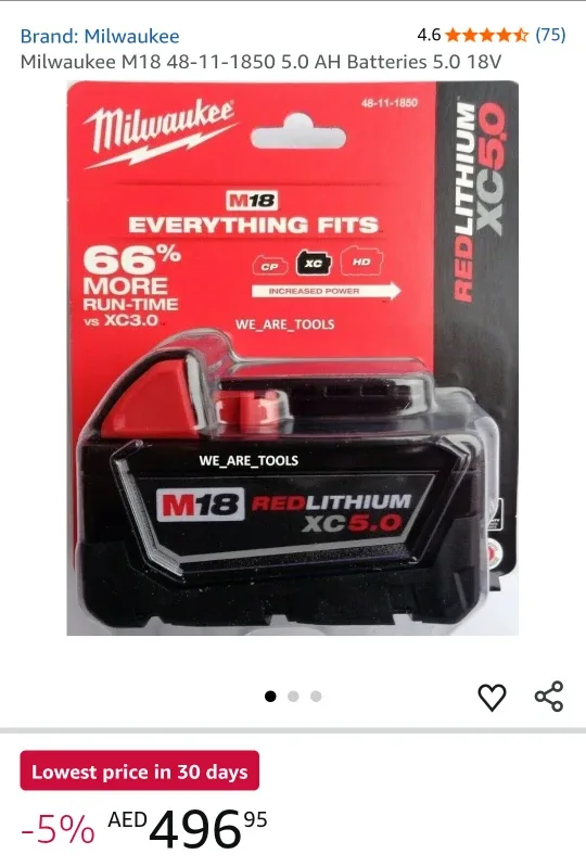 Milwaukee M18 RedLithium XC5.0 Battery - New