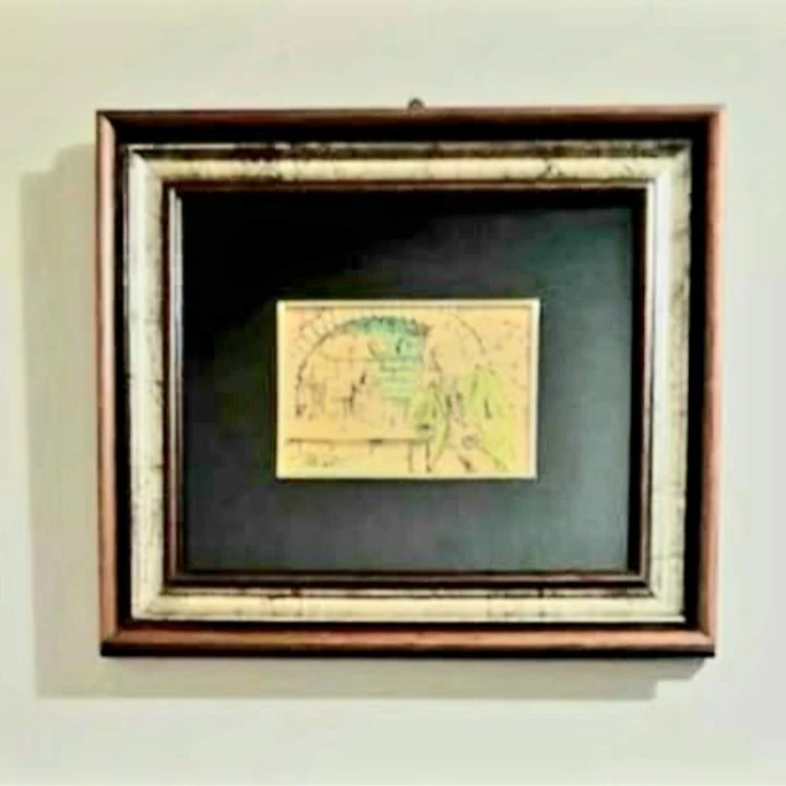 Unique Italian Signed Giusti Serigrafia 23 Kt Gold Framed