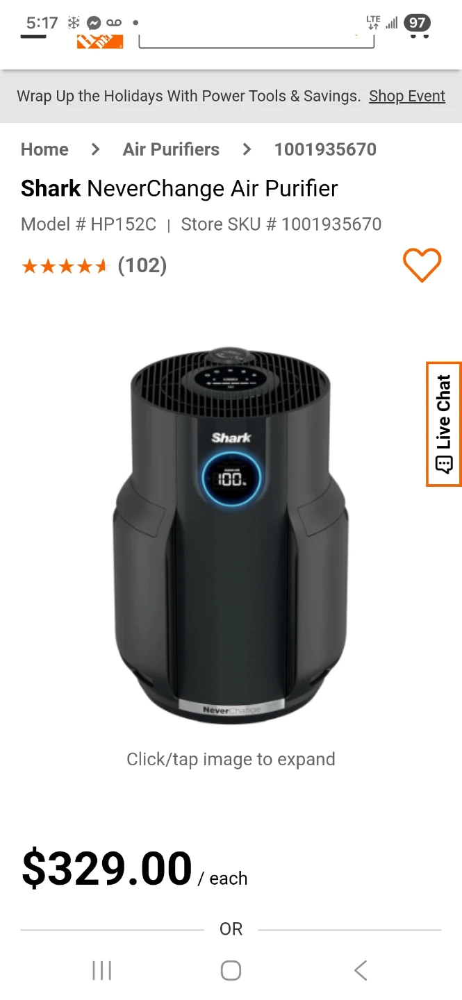 Shark NeverChange Air Purifier HP152C - New - photo 5