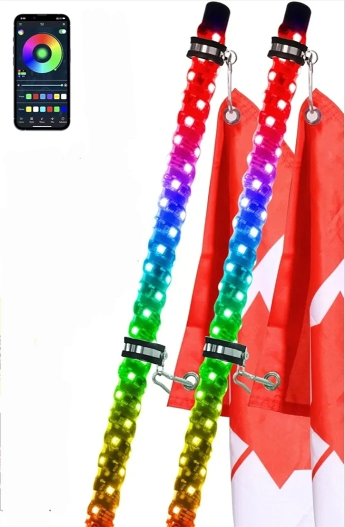 2PC RGB LED Whip Lights 3ft, Spiral Lighted Whips w/ App Control - photo 5