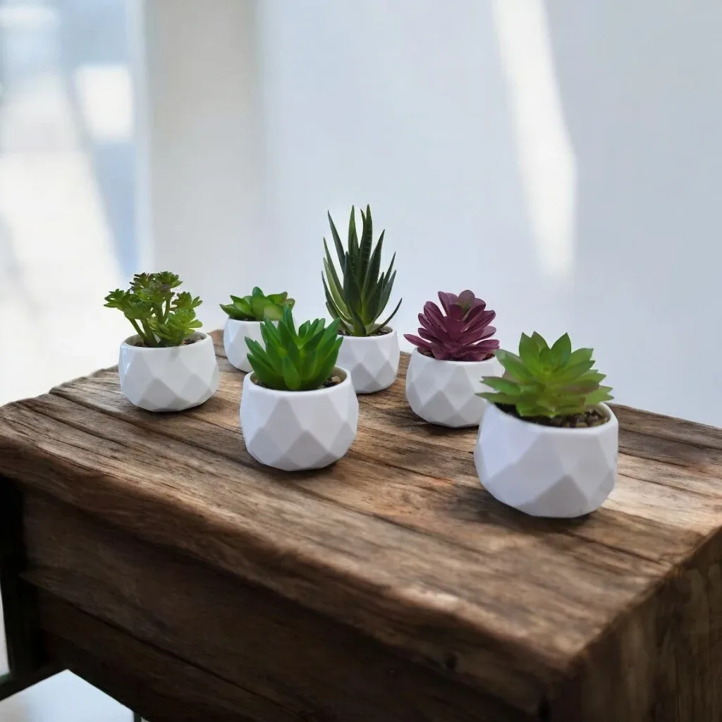 Small Artificial Succulent Plants in White Pots image indicator(2)