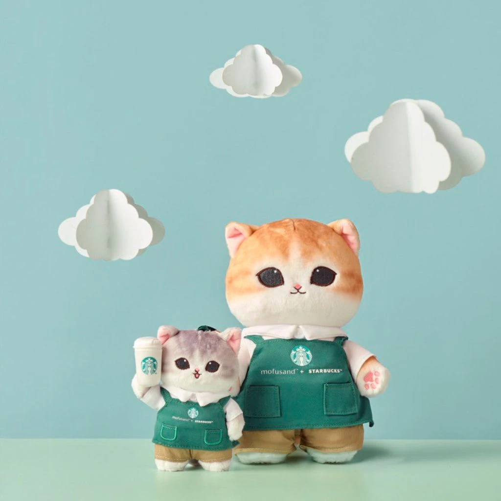 Mofusand x Starbucks  Orange Barista Cat Plush 22cm