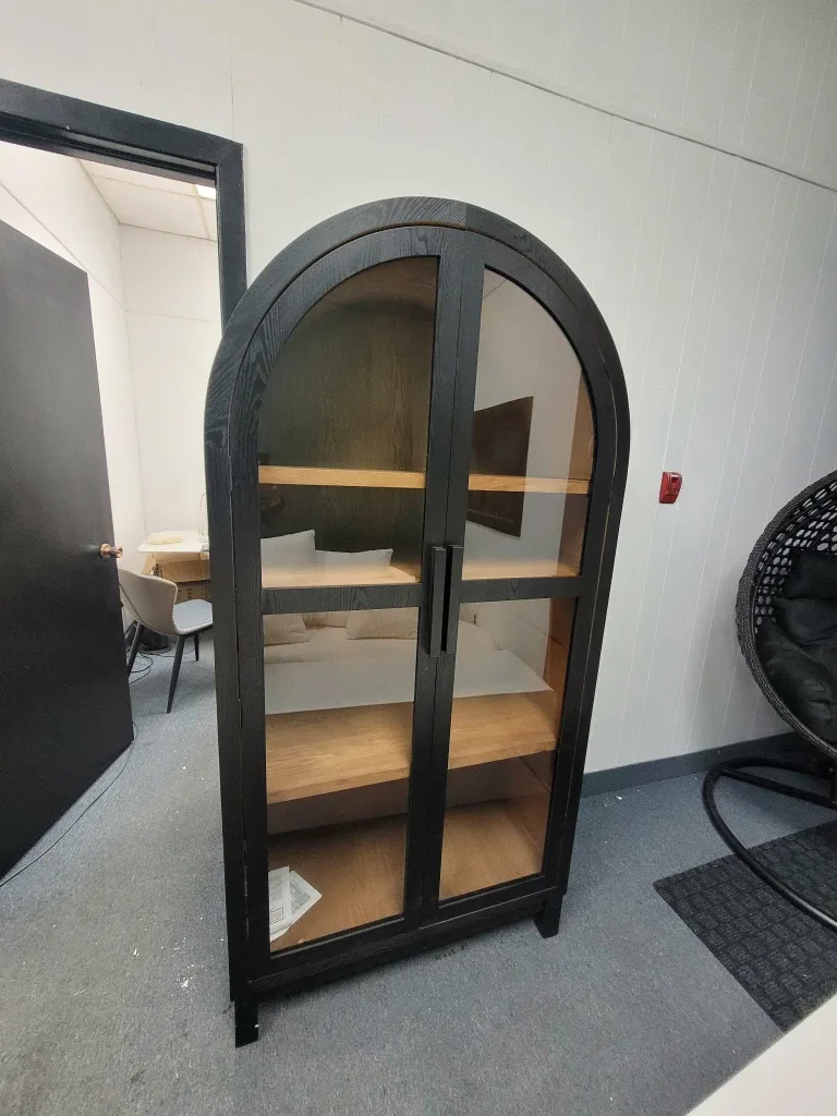 Black Arched Glass Door Cabinet