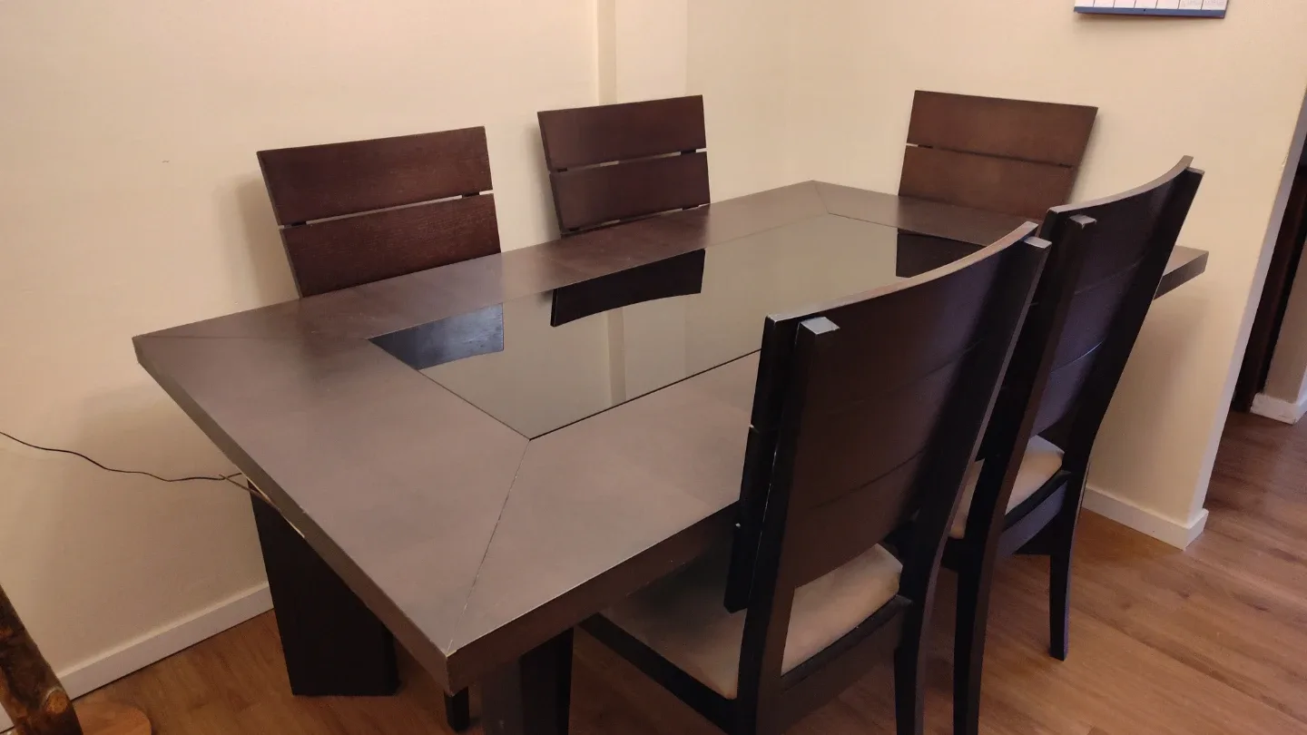 Dining Table with 5 Chairs - Dark Brown