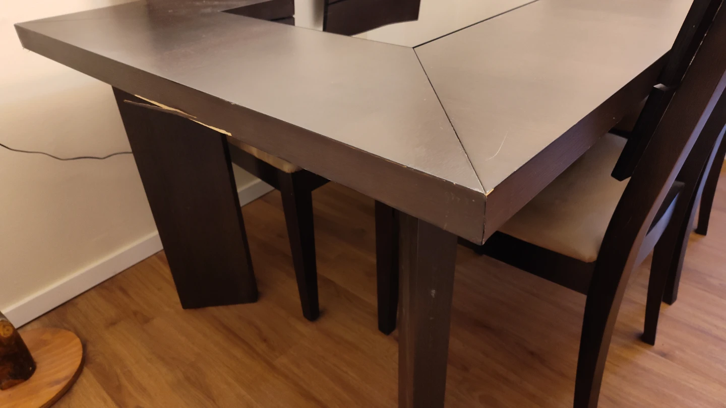 Dining Table with 5 Chairs - Dark Brown - photo 2