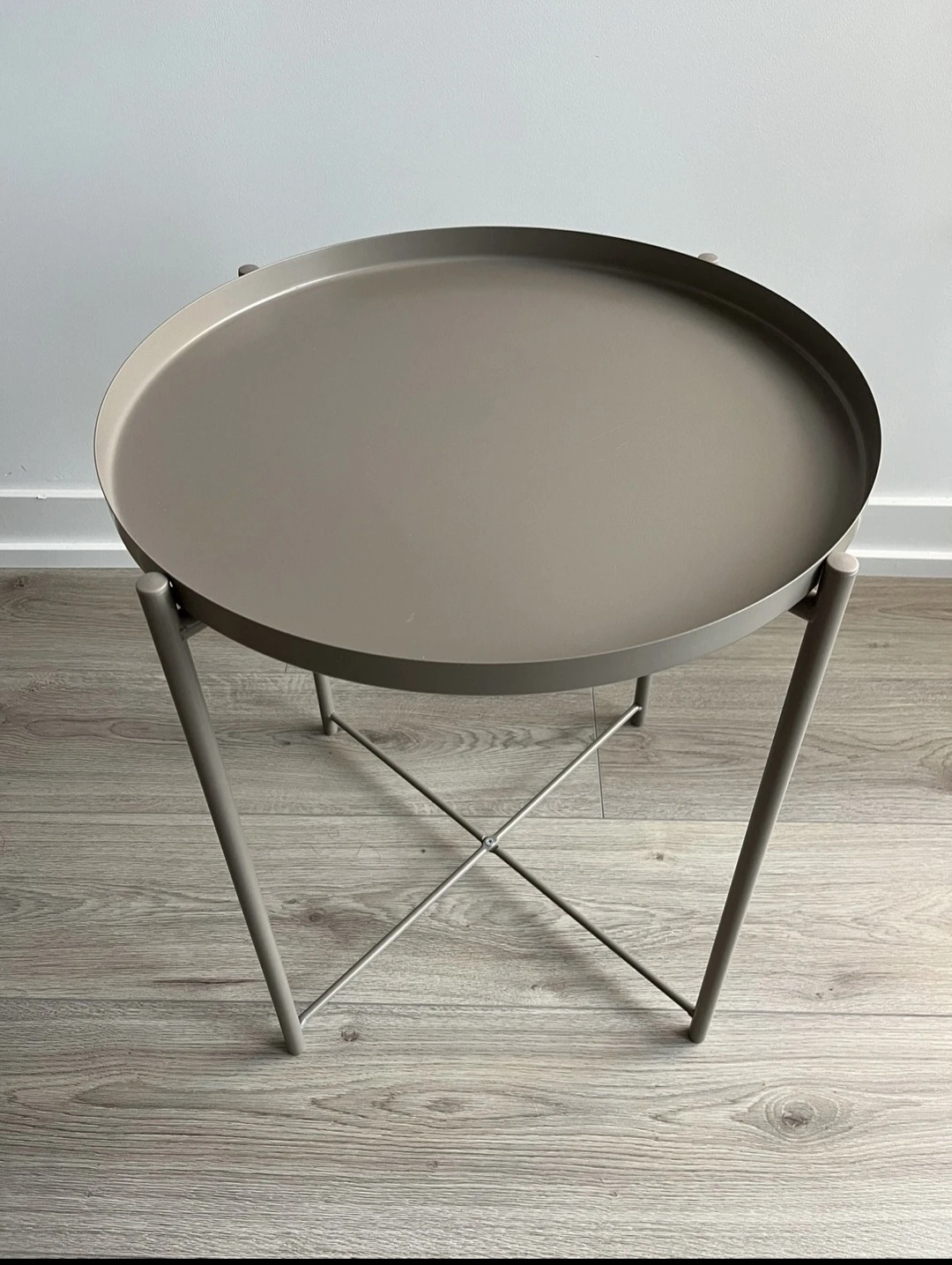 Round Metal Side Table - Beige