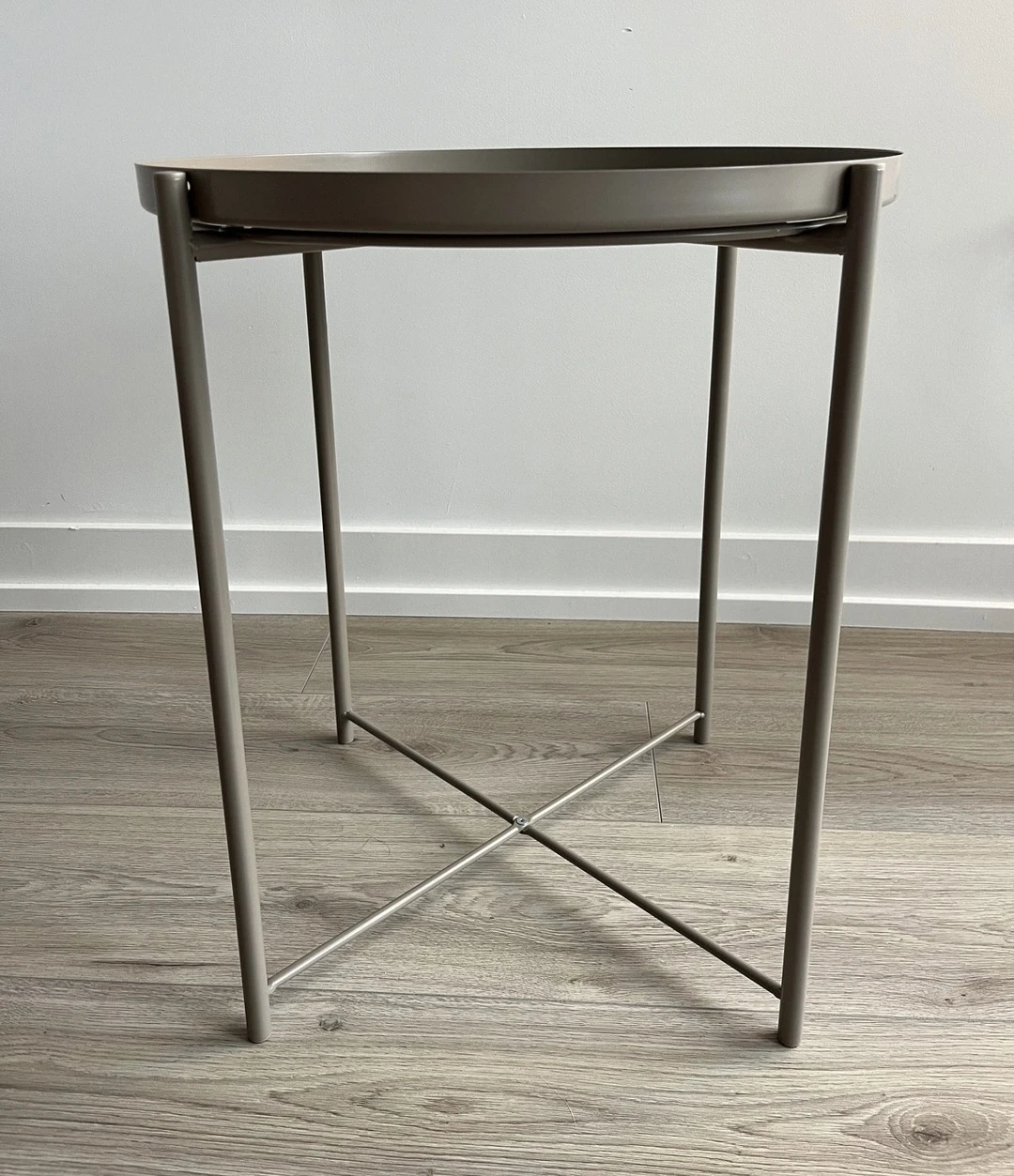 Round Metal Side Table - Beige - photo 2