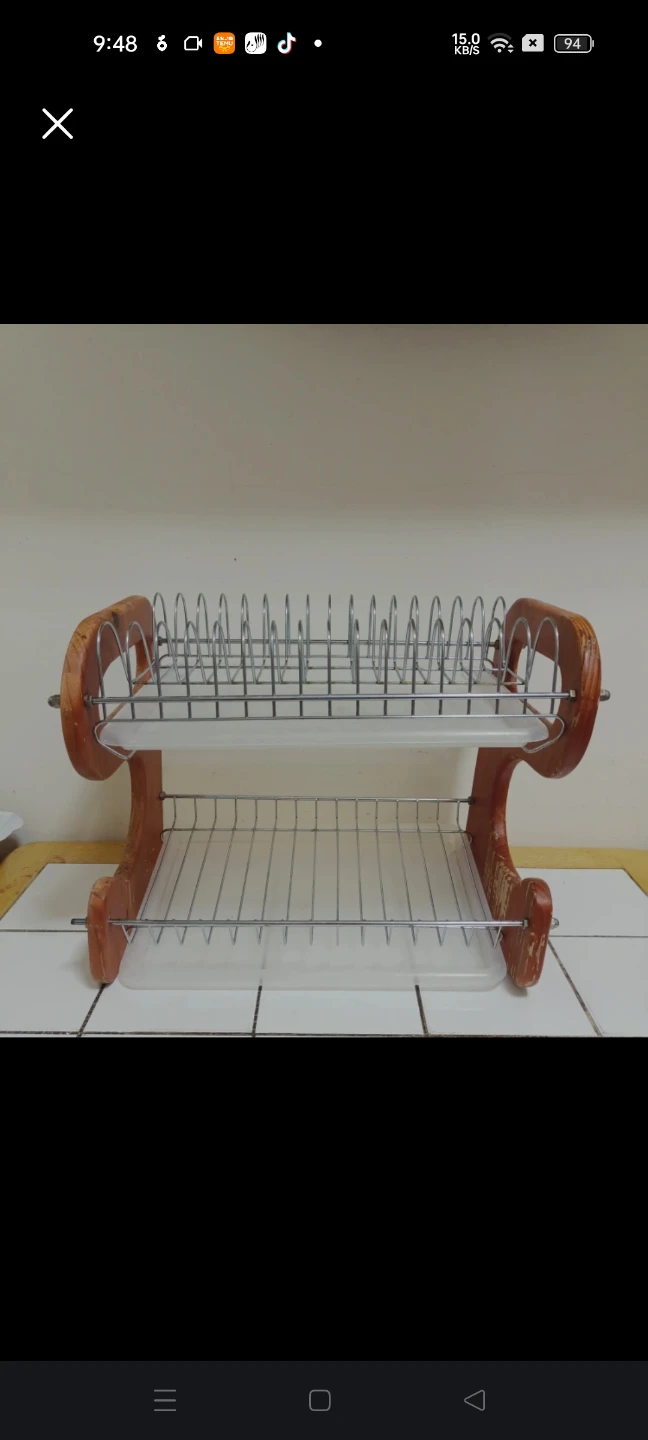 Wooden & Metal Dish Rack "#cleanout"