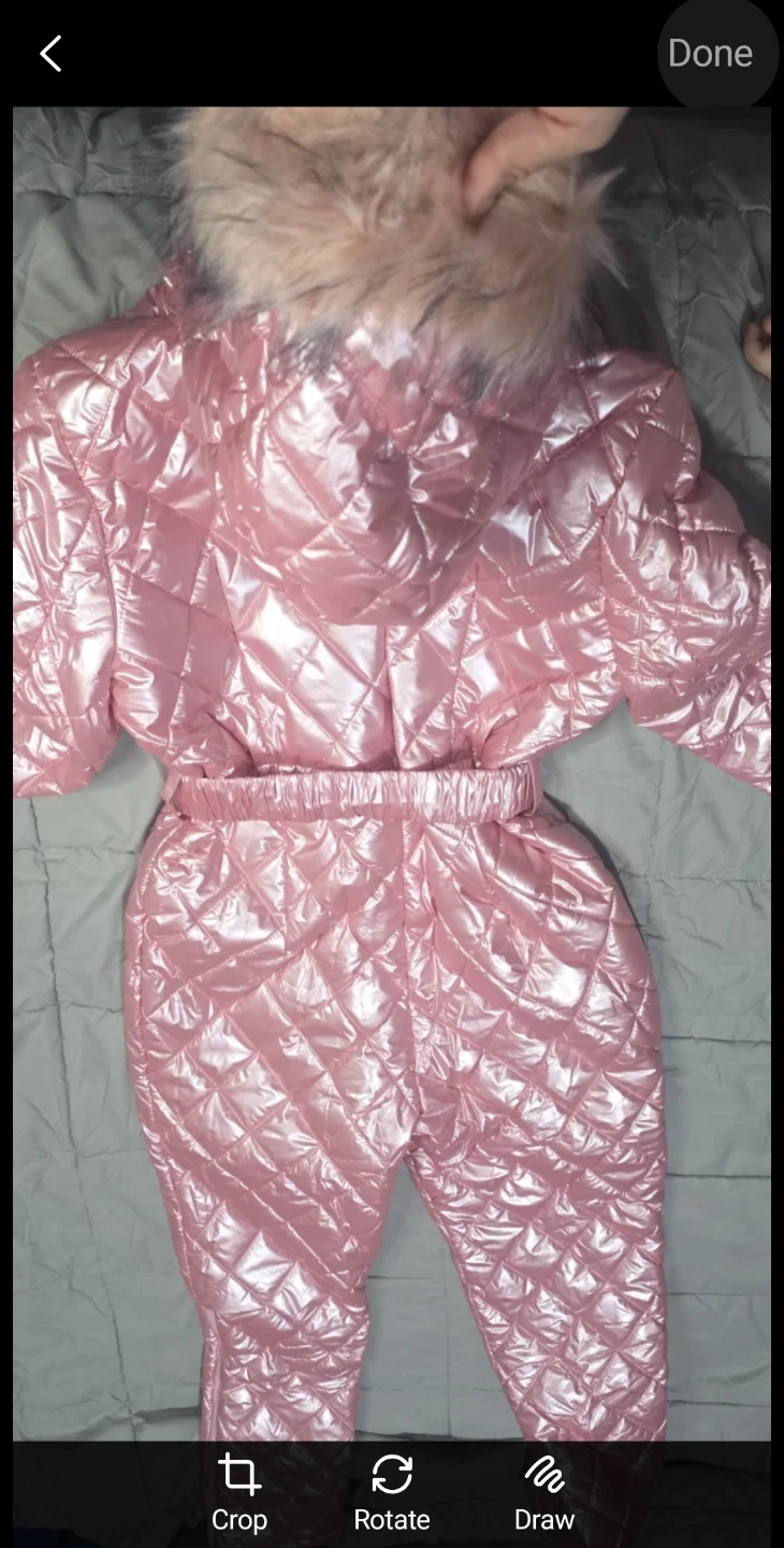Pink Quilted Snowsuit with Fur Hood - photo 2